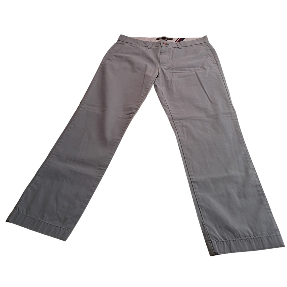 Tommy Hilfiger Men's Fit Chino Pants Blue Gray 32x30 Cotton Twill Trousers
